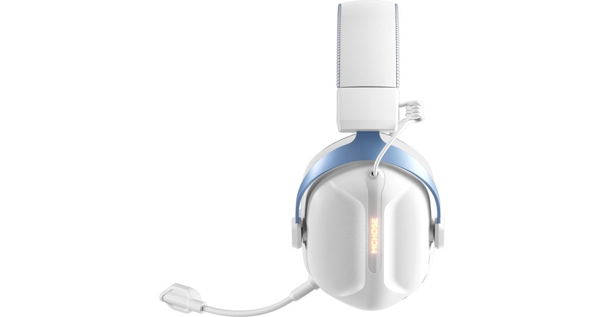 MCHOSES9 Pro Wireless  over-ear gaming headset  (Wit/blauw, PC / laptop / Playstation / Switch / Smartphone, 2.4G / Bluetooth / Wired / Type-C)