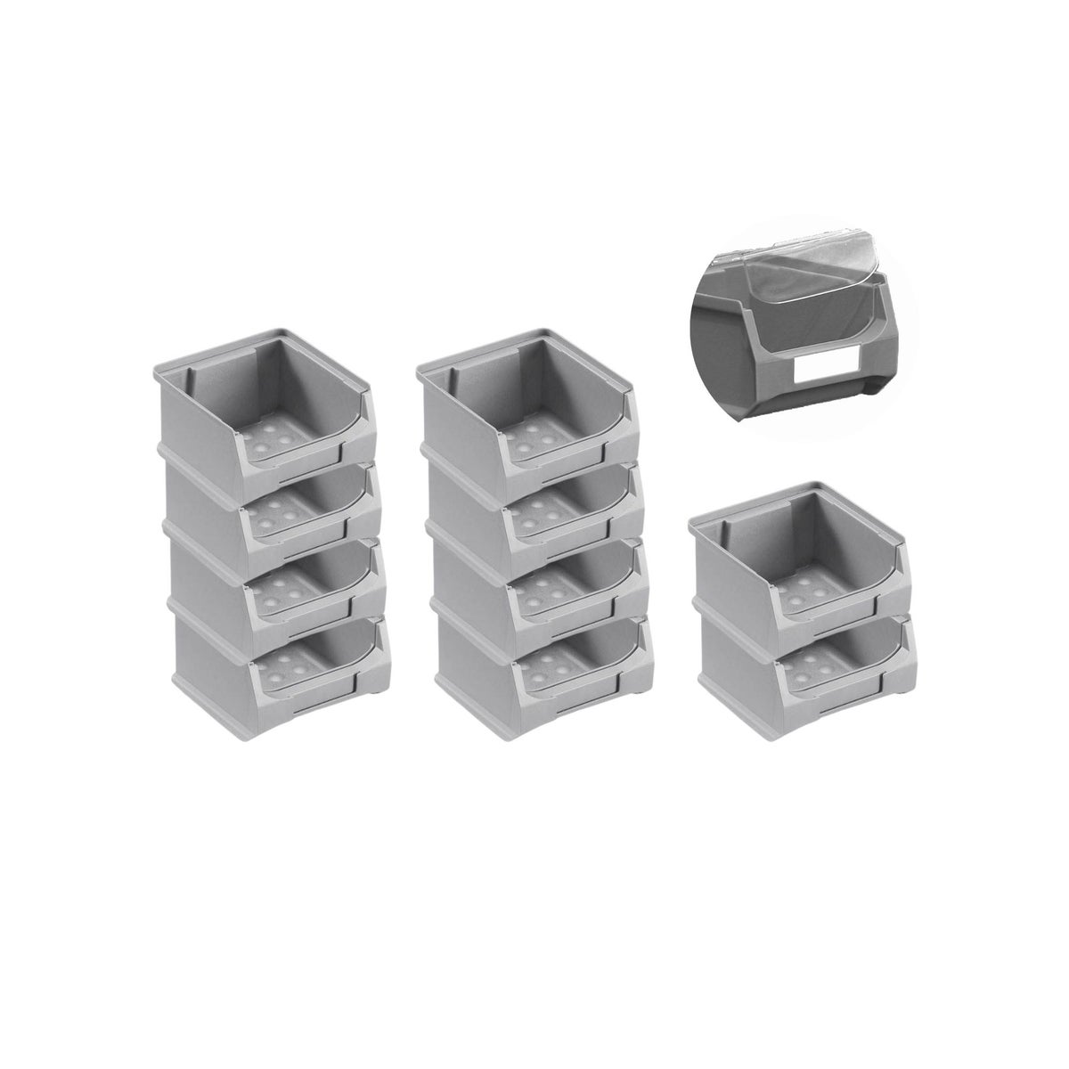 PROREGAL Value Pack 10 x Grijze Opbergdoos 1.0 Met Deksel HxBxD 6 x 10 x 10 cm 0,4 Liter Opbergdoos