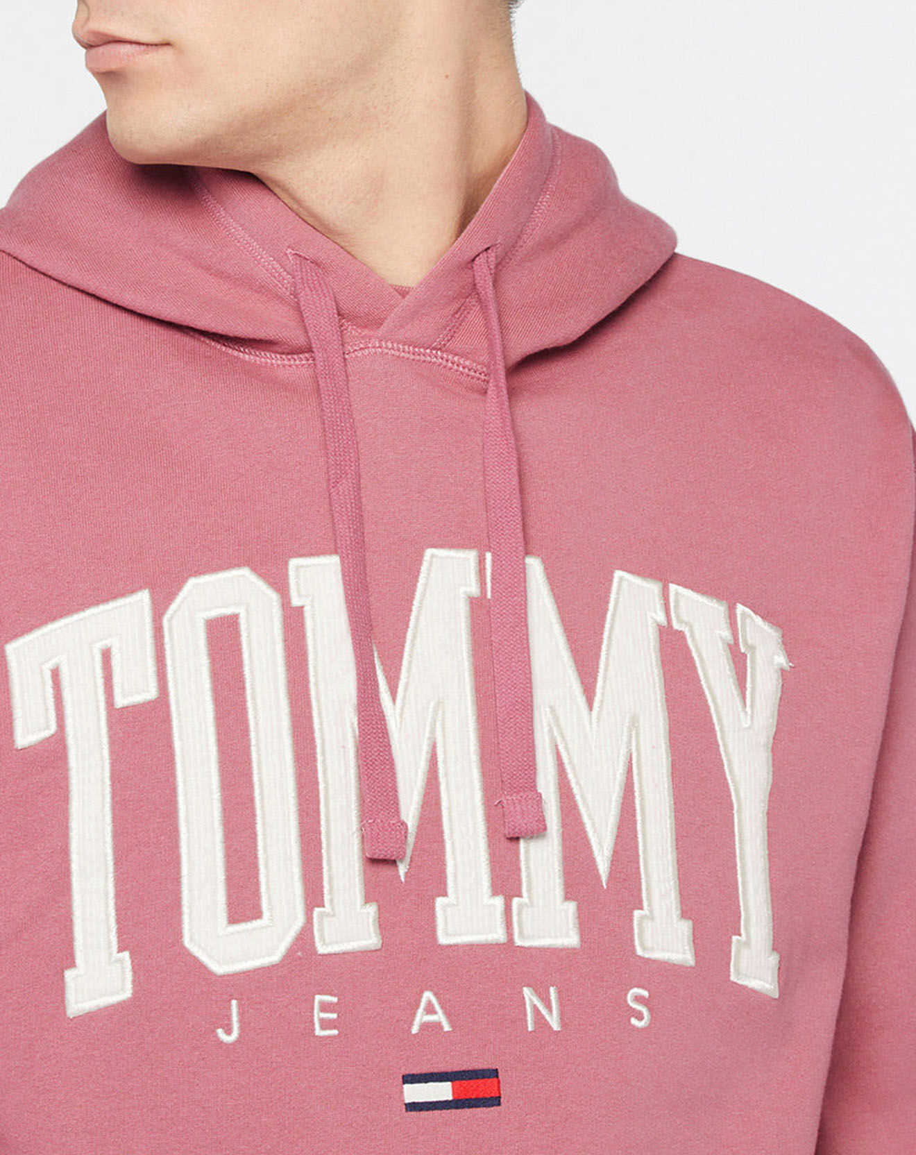 Tommy Jeans Sweat en Coton Bio Abo Tjm Collegiate rose foncé