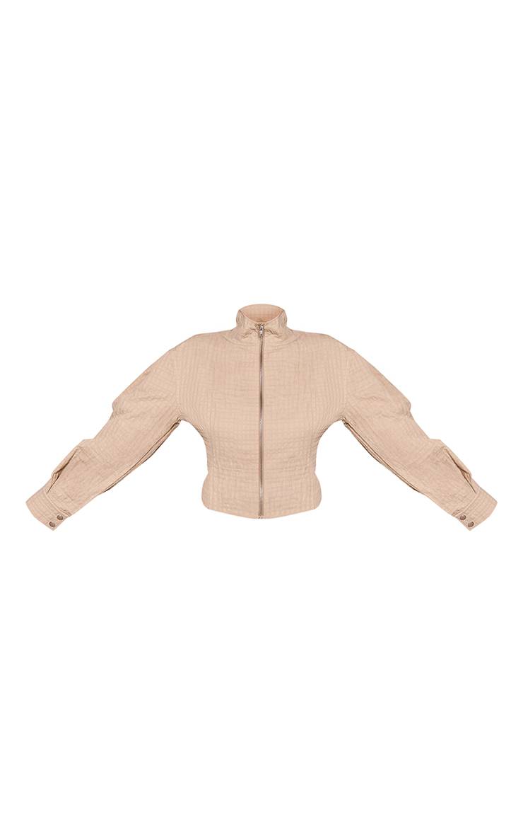 Gris Pierre Ensemble Veste Cintrée À Col Montant Et Taille Marquée En Tissu Texturé Shape