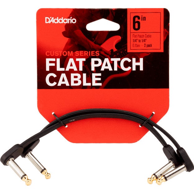 D'Addario PW-FPRR-206 Flat Patch Cable mono jack haaks 15 cm (set van 2)