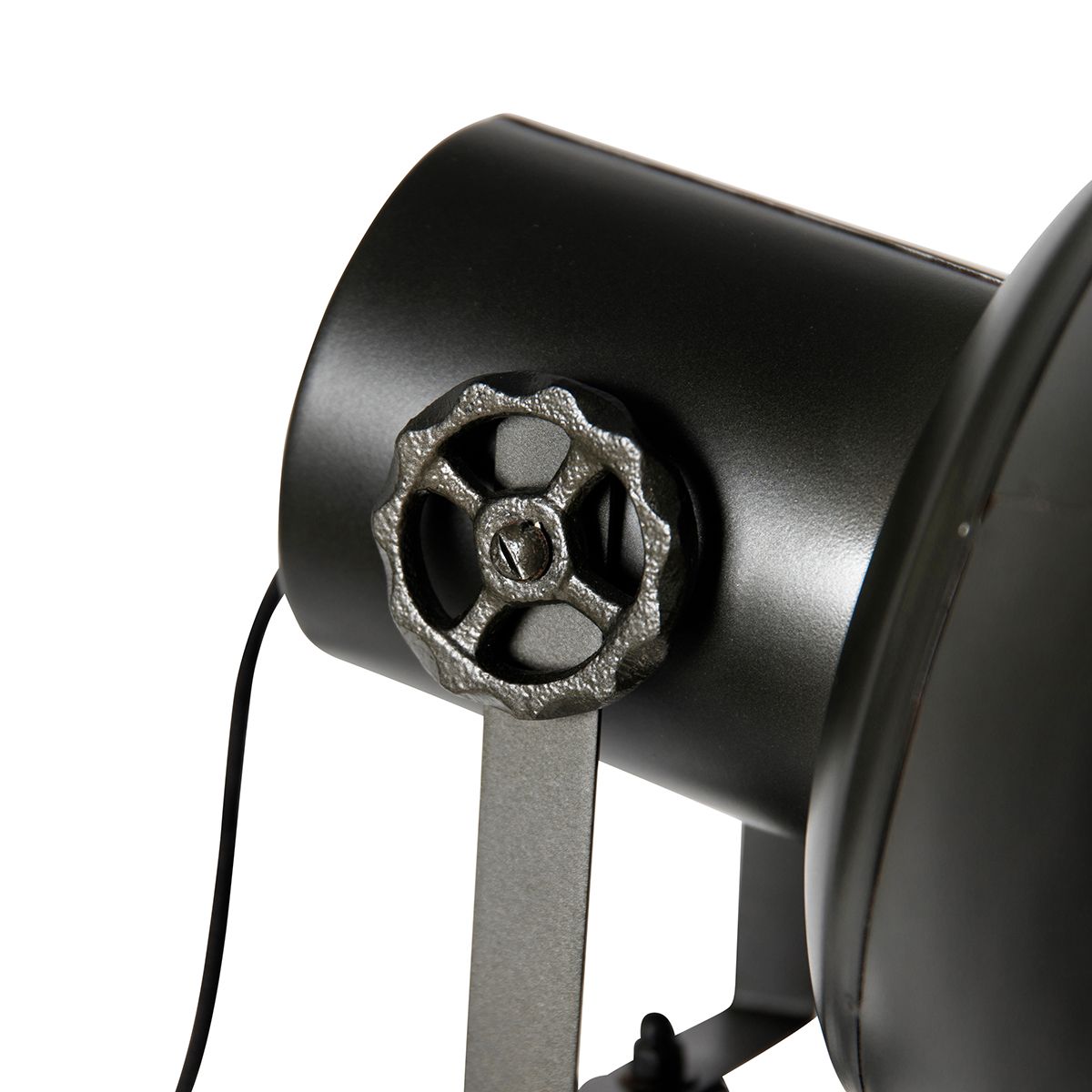 Industriële tripod vloerlamp zwart met hout - Mangoes