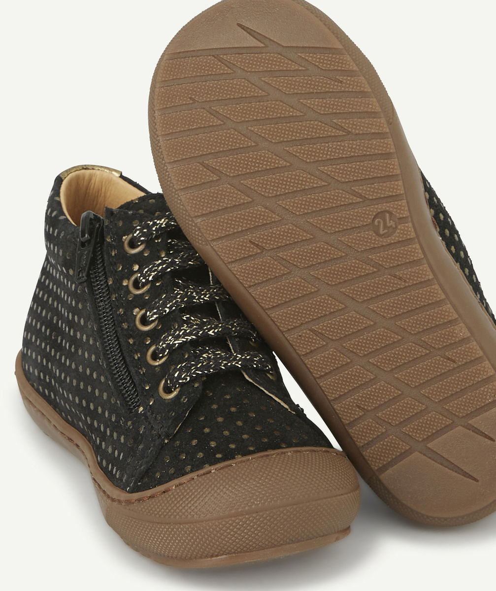 BOPYBOTTINES PREMIER PAS BÉBÉ EN CUIR NOIR AVEC POIS