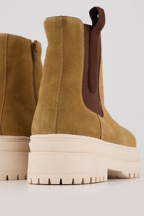 Leder-Chelsea-Stiefeletten, Veloursleder, Weite H