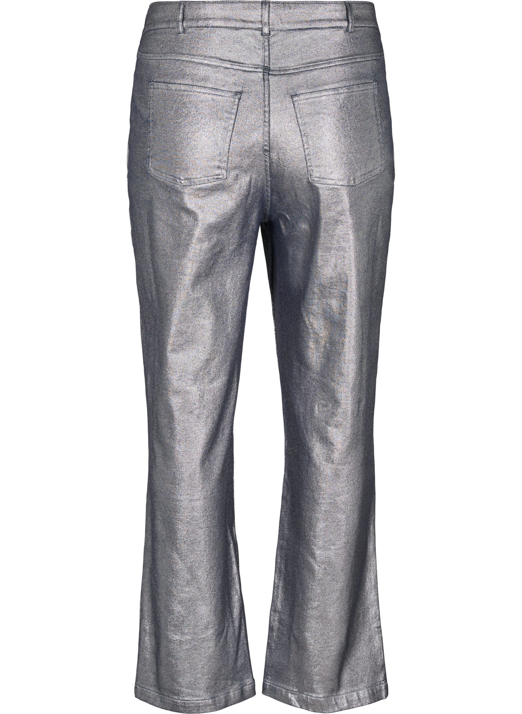 Sølv coatede jeans med høj talje
