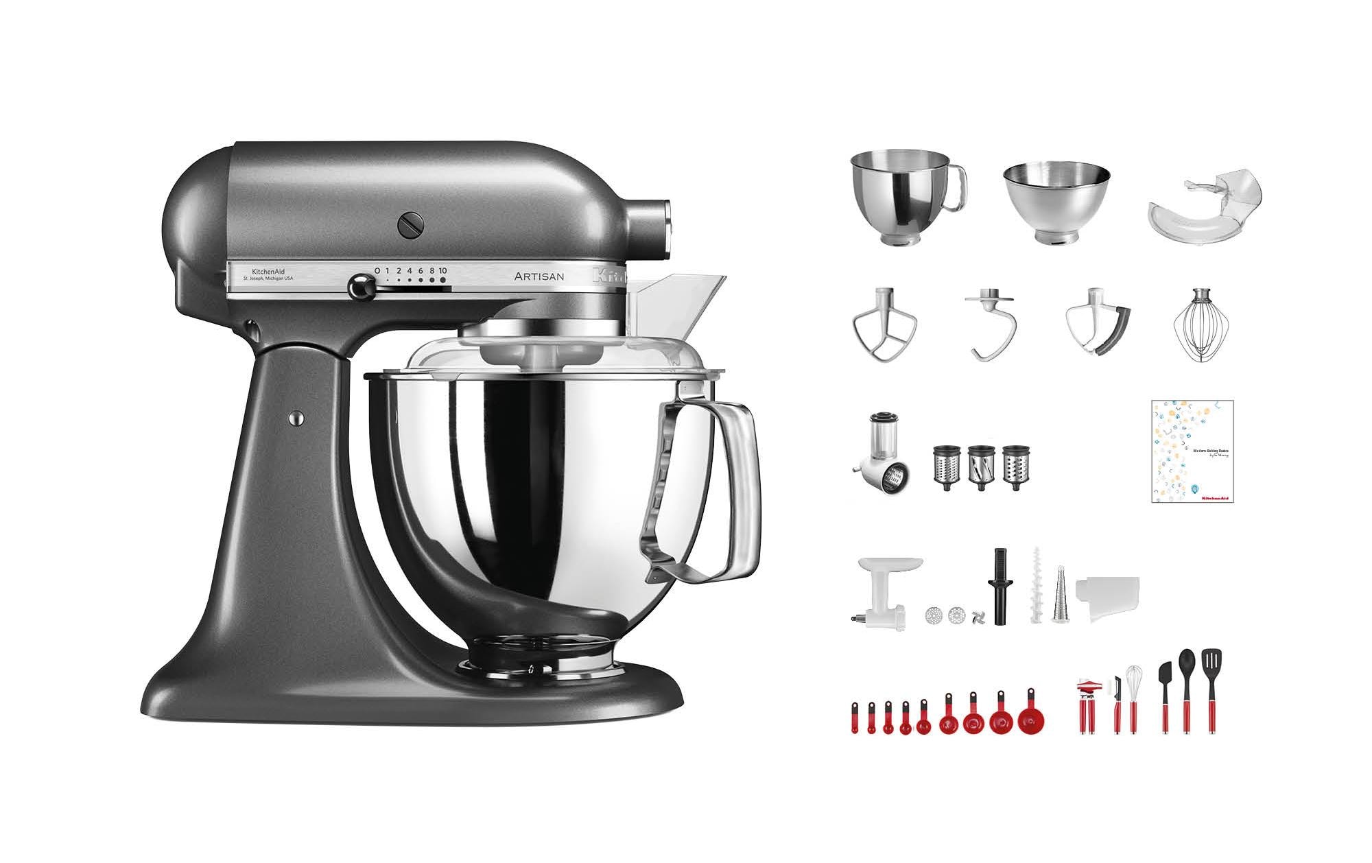 Küchenmaschine Artisan KSM200 Dunkelgrau<br>Swiss Anniversary Set mit umfangreichem Zubehör