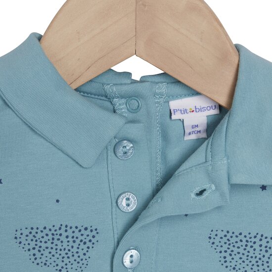 Mon Petit Nuage Polo manches courtes   Nuage bleu        de               P'tit bisou