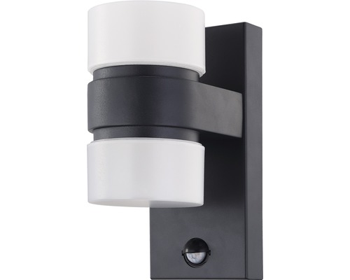 LED-sensor buitenlamp, gegoten aluminium/kunststof, 2x6W, 1000 lm, 3000 K warm wit, H 230 mm, Atollari antraciet/wit