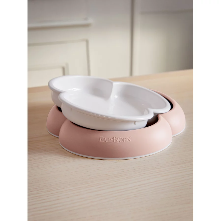 BABYBJÖRN Kinderteller, Kinderlöffel und Gabel 2er-Pack, pastelrosa
