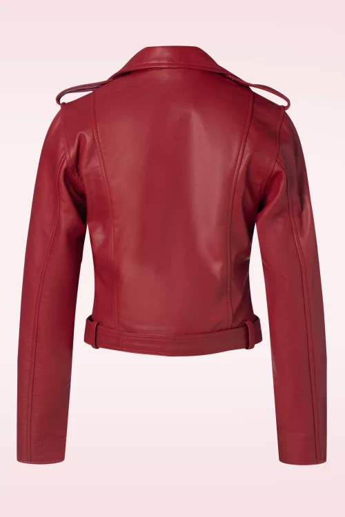 Queen Kerosin Marlon leren biker jas in rood