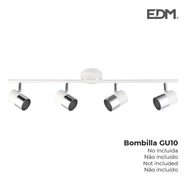 EDM Régua com 4 Focos Branco Osso   Prateado 