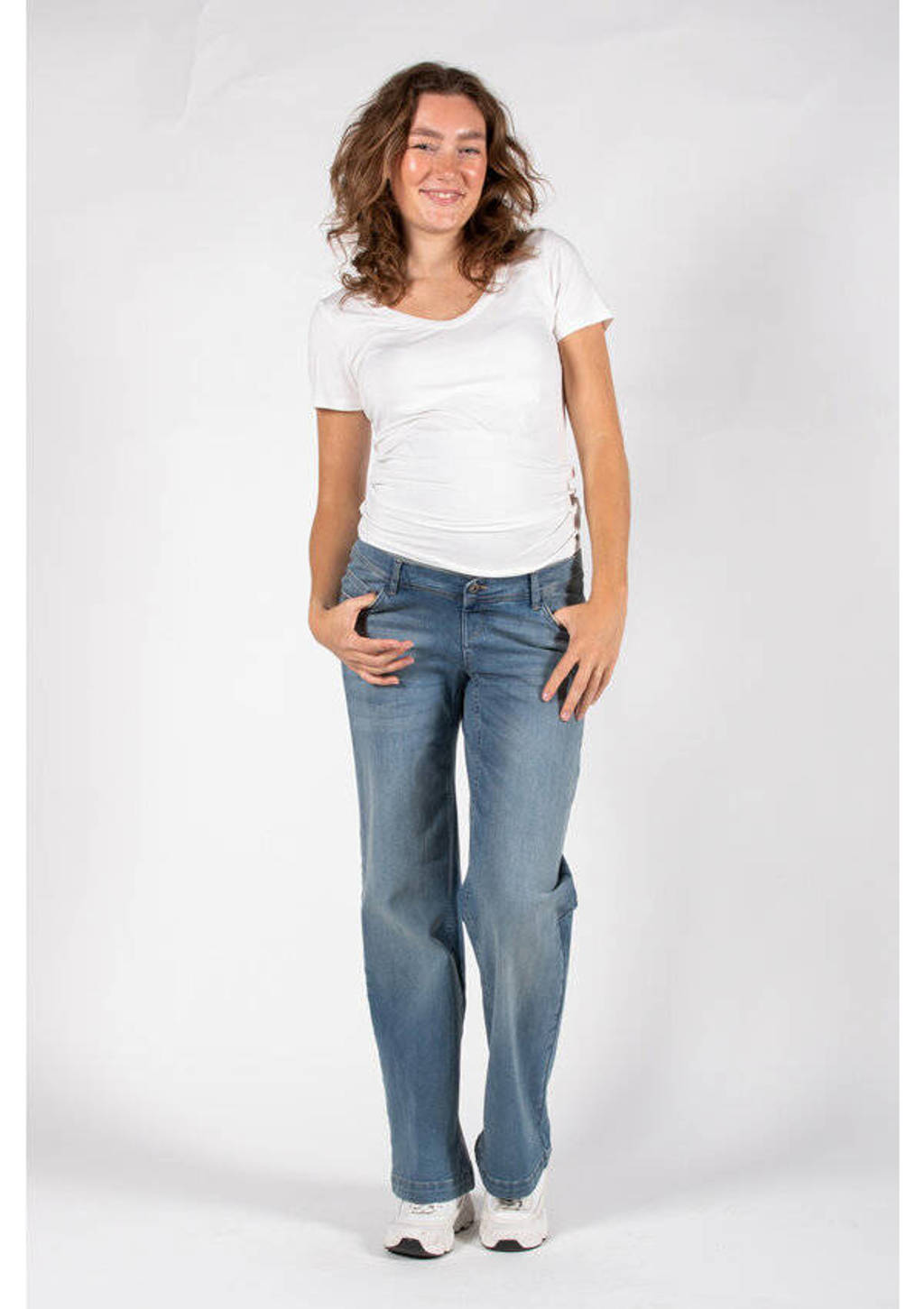 LOVE2WAIT zwangerschaps wide leg jeans used wash