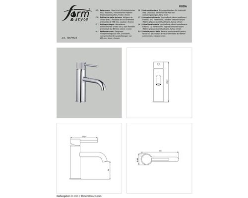 form&style KUDA chromen wastafelkraan
