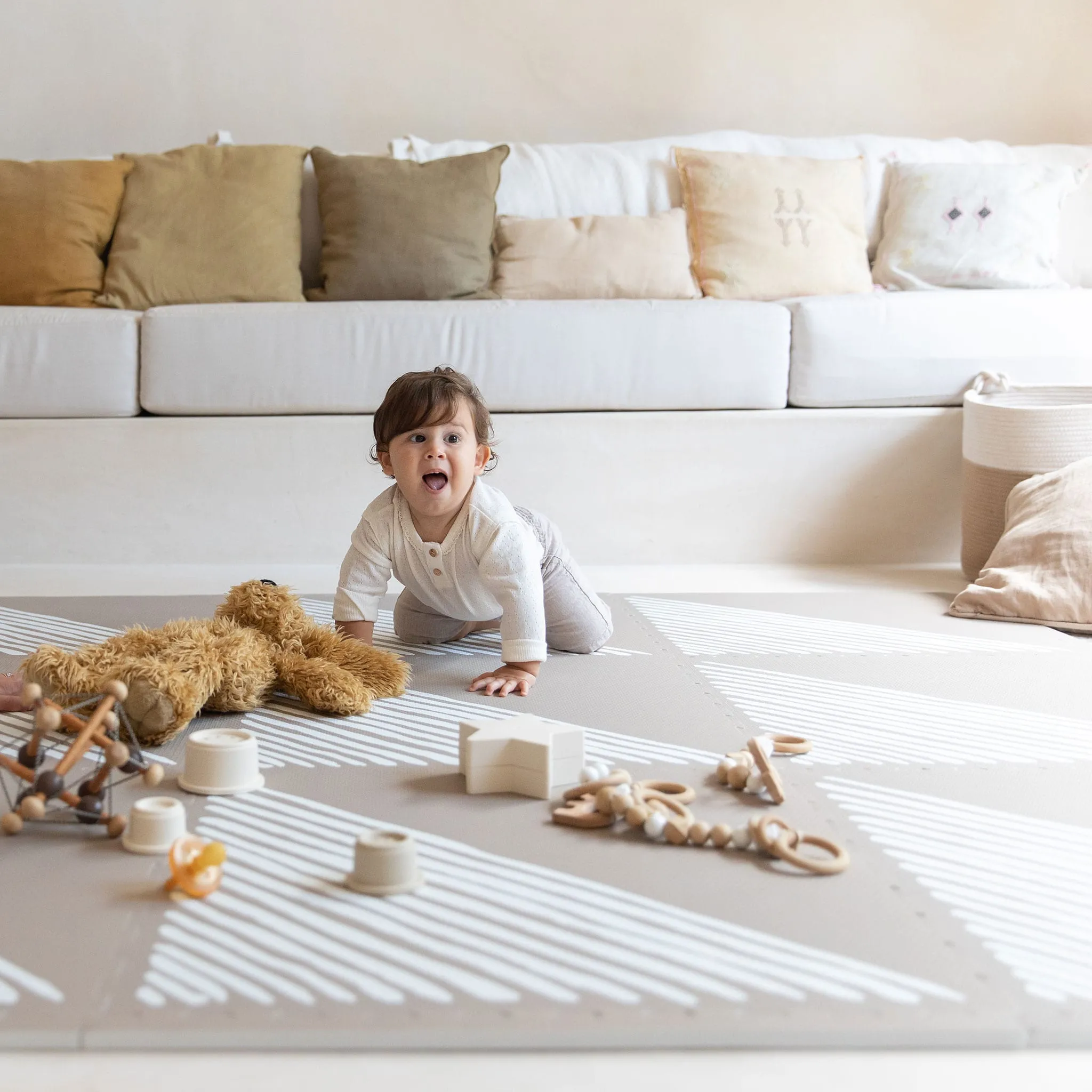 Toddlekind Tapis d'Activité - Collection Sandy Lines Tan