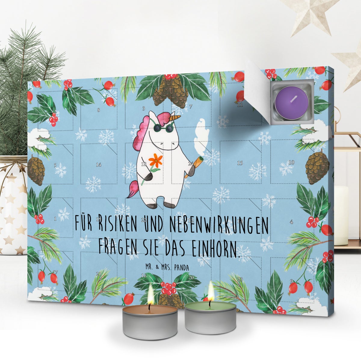 Mr. & Mrs. Panda Geurkaars Adventskalender Eenhoorn Woodstock - Pastelblauw