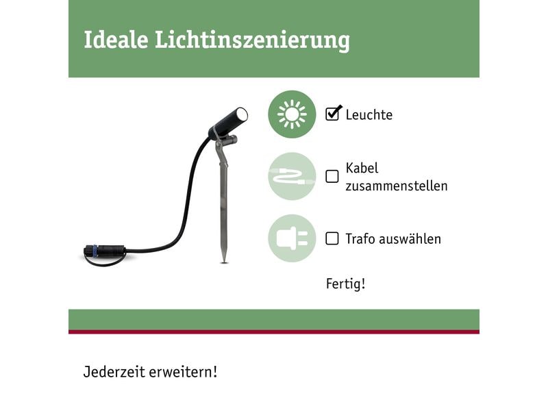 Paulmann Gartenspot Plug & Shine Plantini 45° 3000 K, Erwei Erweiterung für die unsichtbare Gartenbeleuchtung