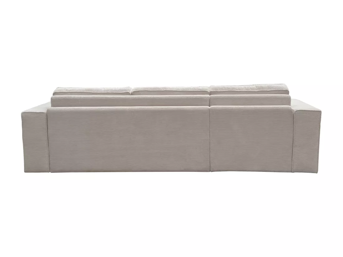 Canapé angle gauche convertible express velours côtelé beige - Couchage 140 cm - Matelas 13 cm AMELIA II