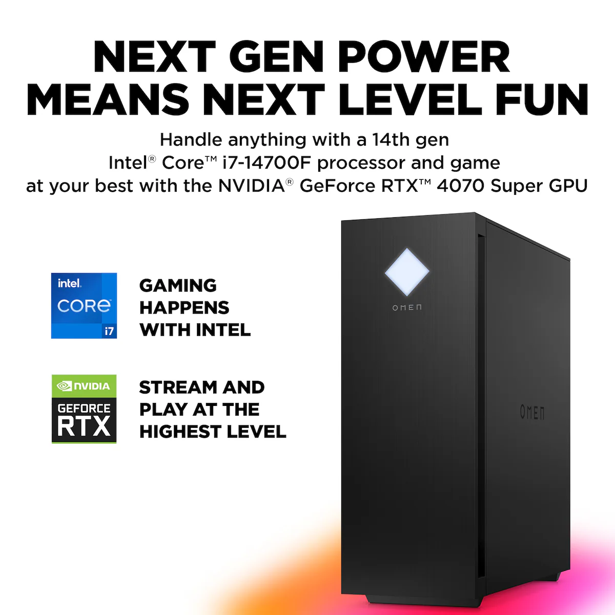 HP Omen 25L i7-14F/16/1000/4070S stasjonær gaming-PC