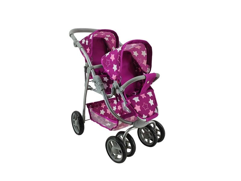 Knorrtoys Zwillingspuppenwagen Milo Star Dark Pink Puppenbuggy Duo