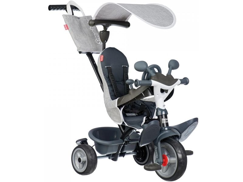 Smoby Dreirad Baby Driver Grau 3-in-1 Dreirad mit Sicherheitsfunktionen