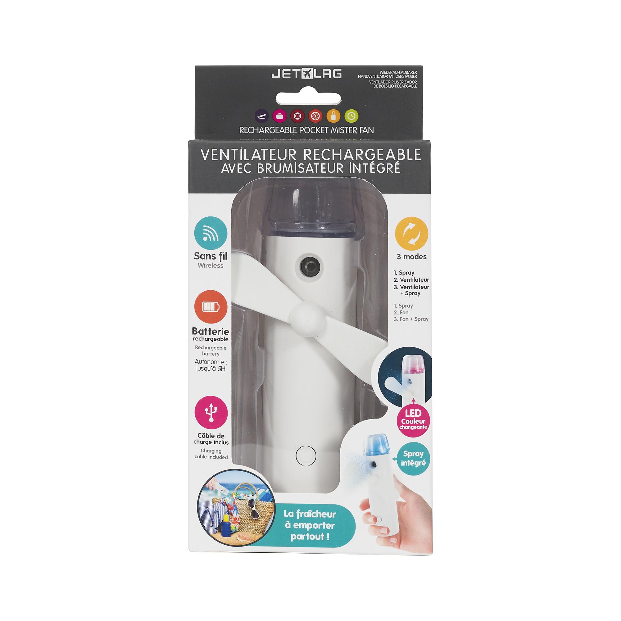 VENTILATEUR BRUMISATEUR DE POCHE RECHARGEABLE