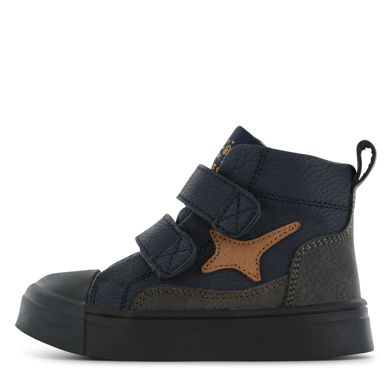 Shoesme blauwe bootie met cognac patch Microfiber nubuck | Sale