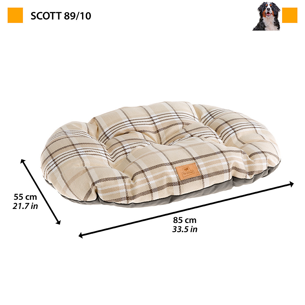 Coussin rembourré pour chiens et chats scott 89/10, double-face, écossais, velours doux, lavable, bleu