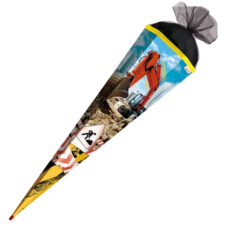 Roth Schultüte Achtung Bagger mit Folieneffekt, 85 cm, eckig