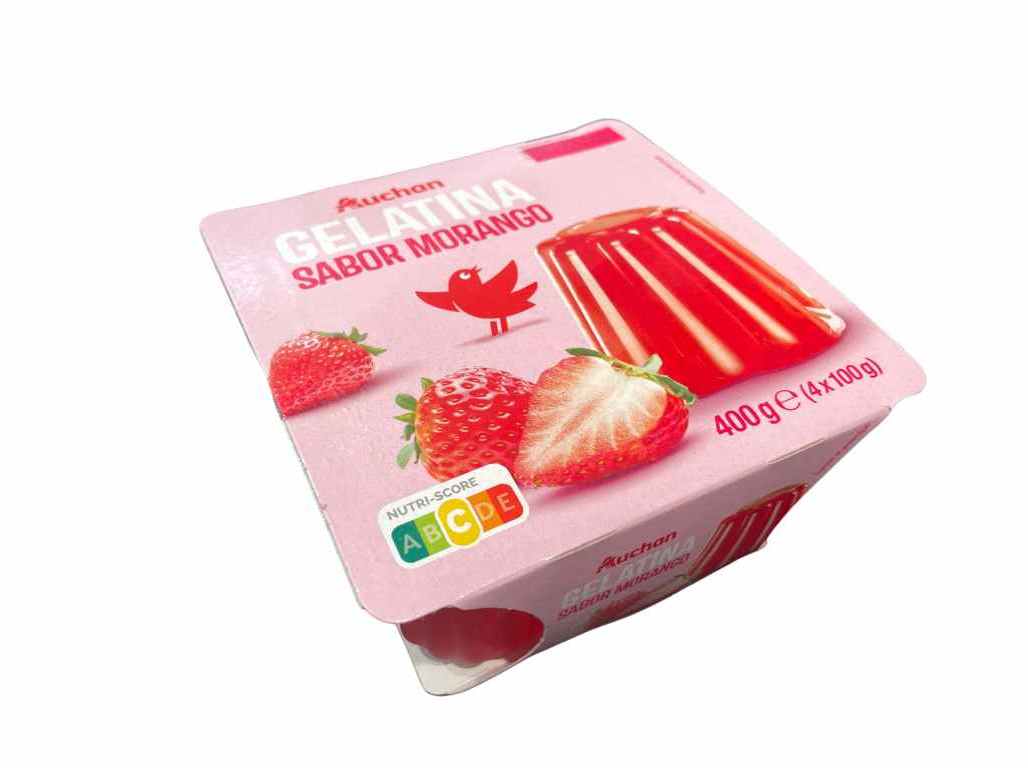 GELATINA AUCHAN MORANGO 4X100G