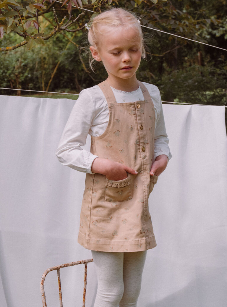 Robe beige à imprimé fleuri pailleté