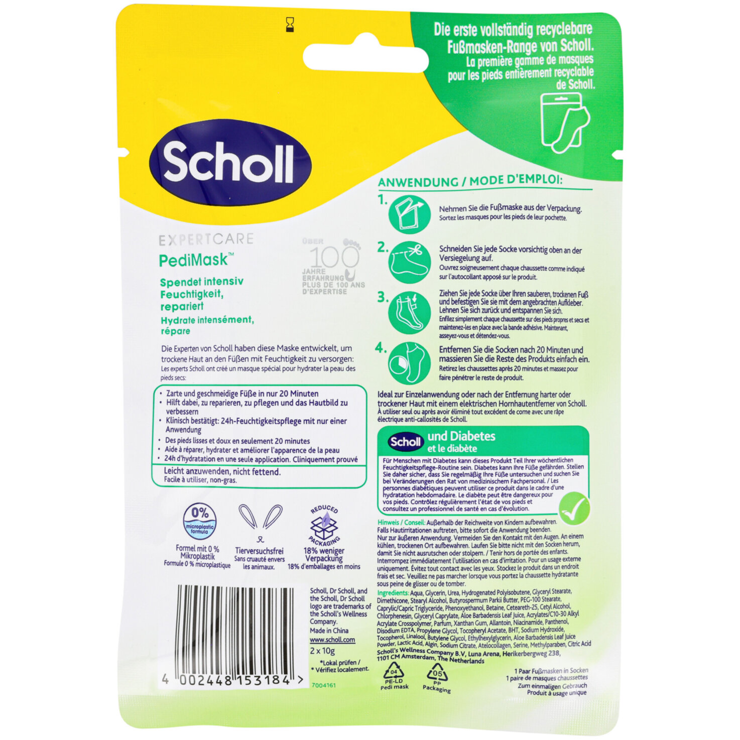 Scholl Expert Care intensiv pflegende Fussmaske Aloe Vera