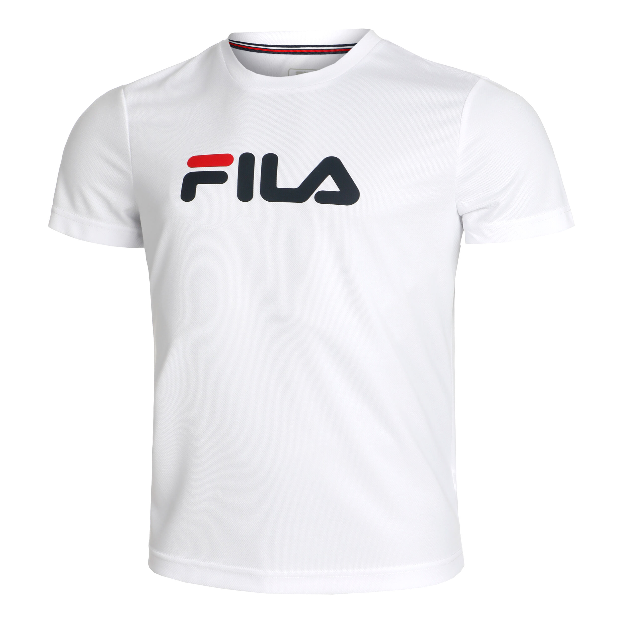 Fila Logo T-shirt Hommes - Blanc , Bleu Foncé