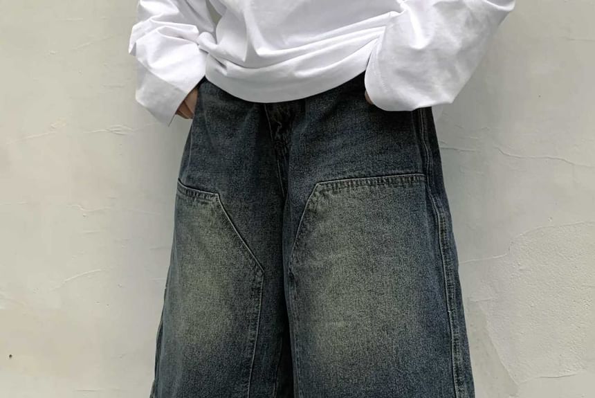 Jerolenea - Mid Rise Washed Denim Shorts