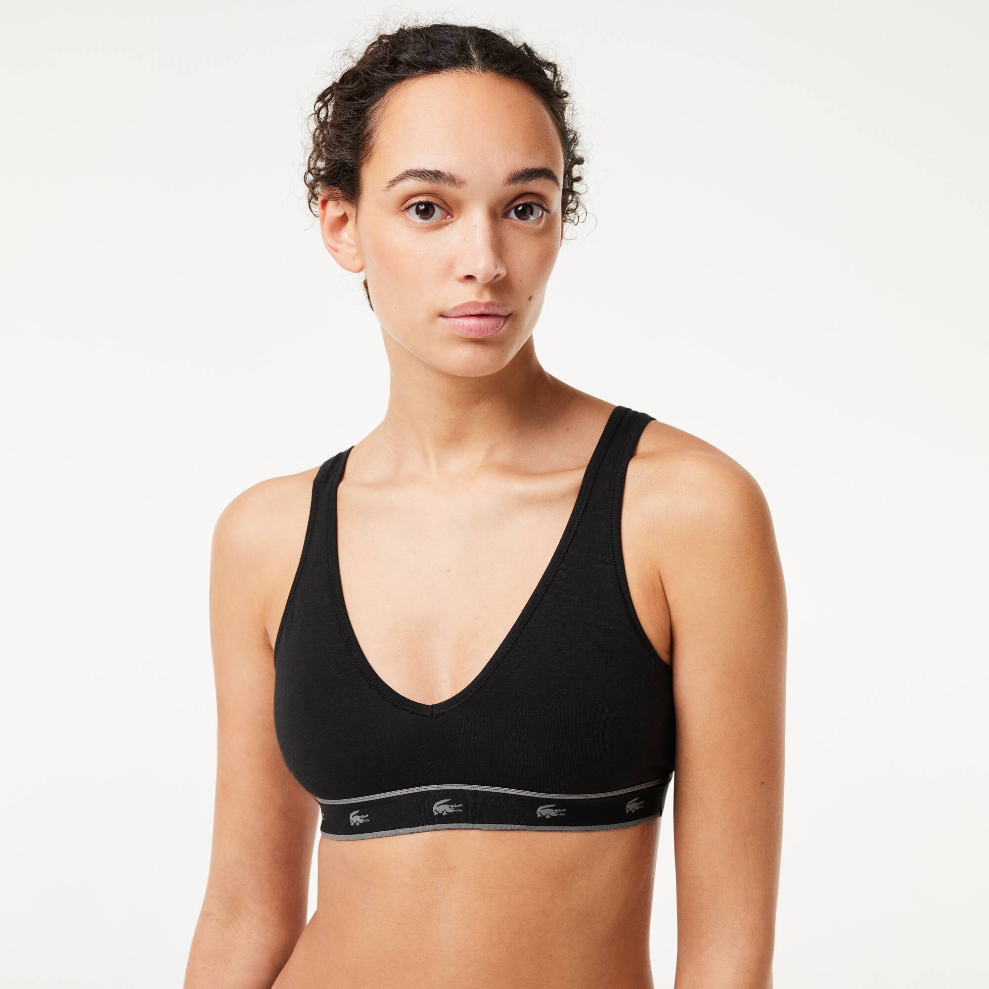 Brassière triangle en coton stretch Brassières - Noir - Lacoste - Femme