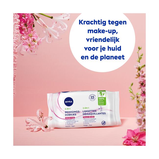 NIVEA 3-in-1 Reinigingsdoekjes Droge Huid 25 stuks