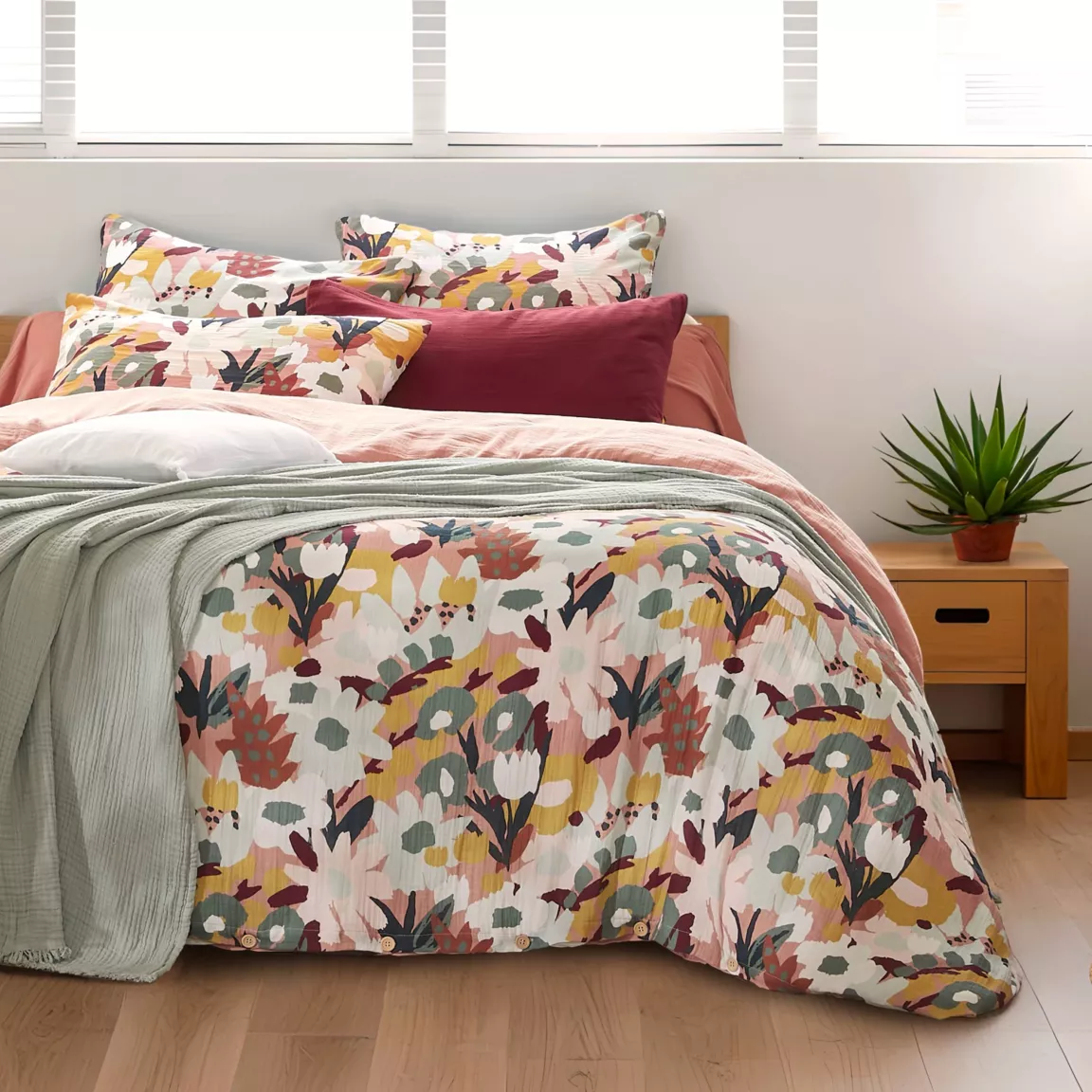 Housse de couette gaze de coton (200 x 200 cm) Azel Multicolore