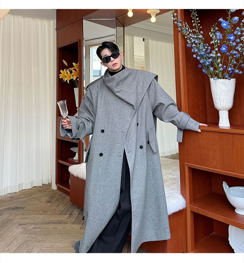 Freehop - Trenchcoat met lange mouwen en effen kleur