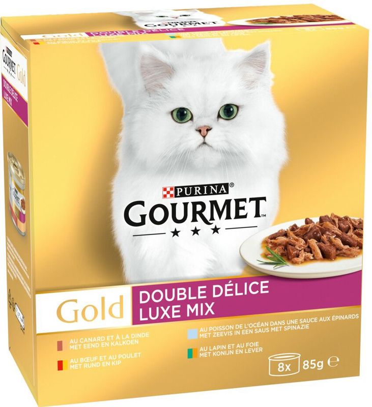 Gourmet Gold Luxe Mix - Kattenvoer Natvoer - Vis/Vlees - 48 x 85 g