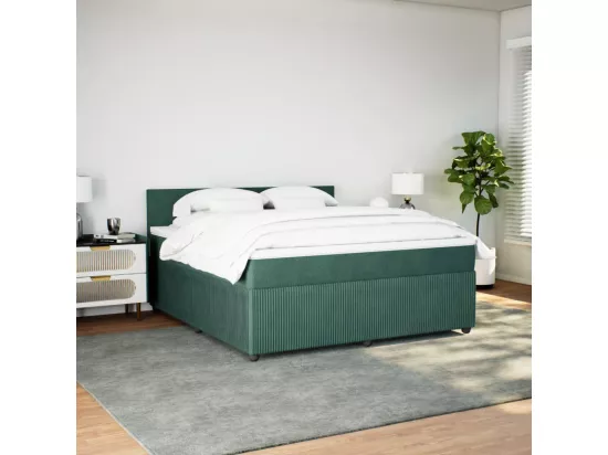 Sommier à lattes de lit et matelas Vert foncé 180x200cm Velours