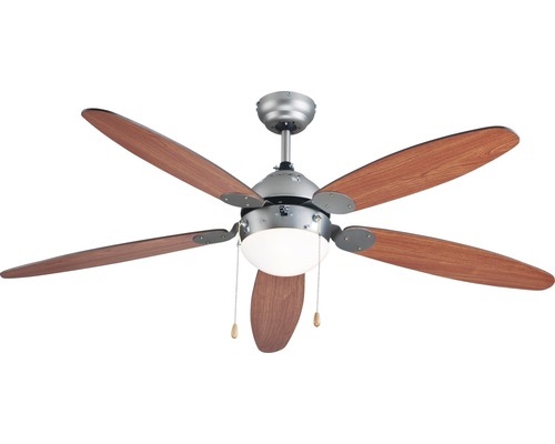 Madeira Morgien 60W plafondventilator - zonder lamp, 47,9 dB(A), uitbreidbaar met afstandsbediening, Ø 132 cm, nikkel, zomer- en winterstand