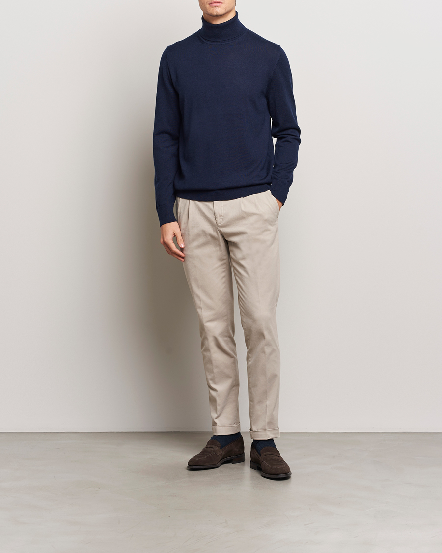Charles Tyrwhitt Pure Merino Roll Neck Jumper Navy