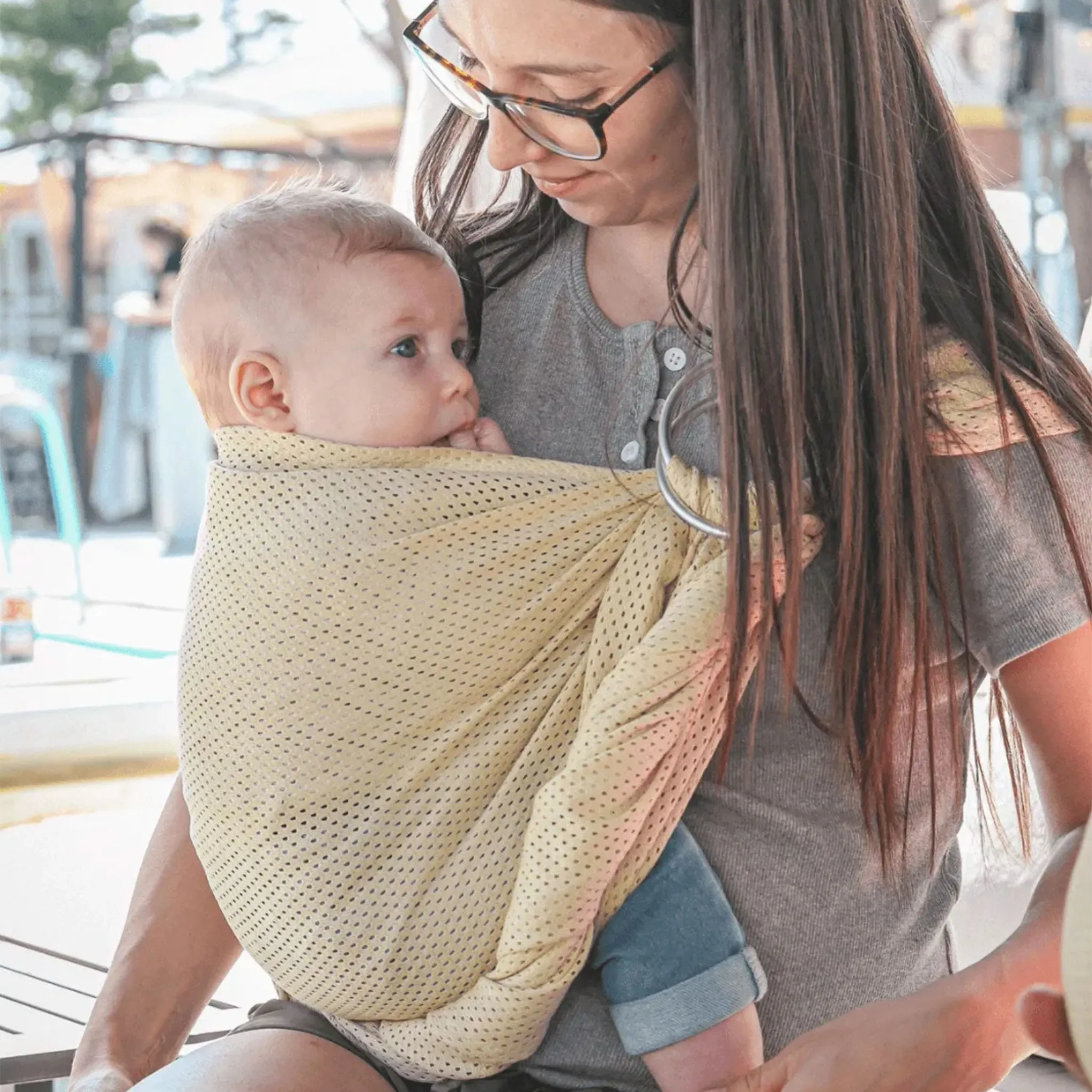Maman Kangourou Ring-Sling d'Eau - Argent