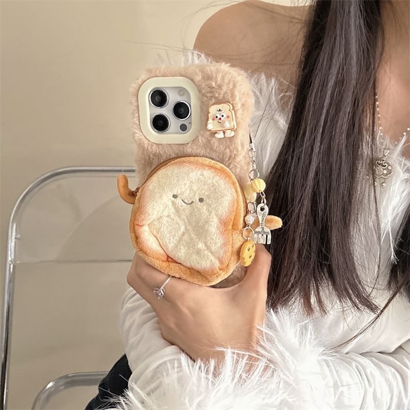 VanDi - Toast portemonnee chenille telefoonhoesje - iPhone 16 Pro Max / 16 Pro / 16 Plus / 16 / 15 Pro Max / 15 Pro / 15 Plus / 15 / 14 Pro Max / 14 Pro / 14 Plus / 14 / 13 Pro Max / 13 Pro / 13 / 13 Mini