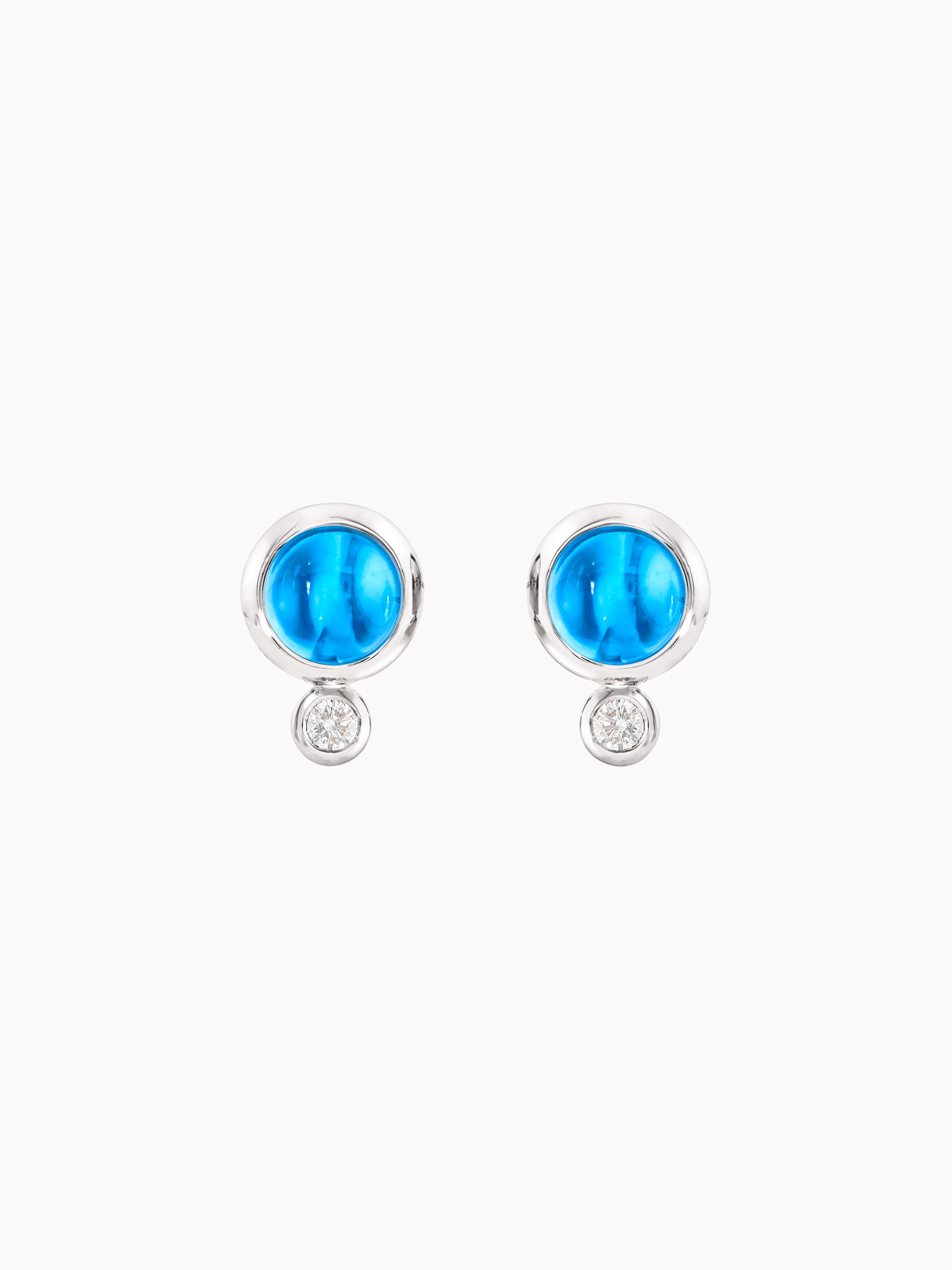 TAMARA COMOLLI Ohrringe OHRRINGE BOUTON SWISS TOPAZ / CLASSIC aus 18 Karat Weißgold Swiss Topas