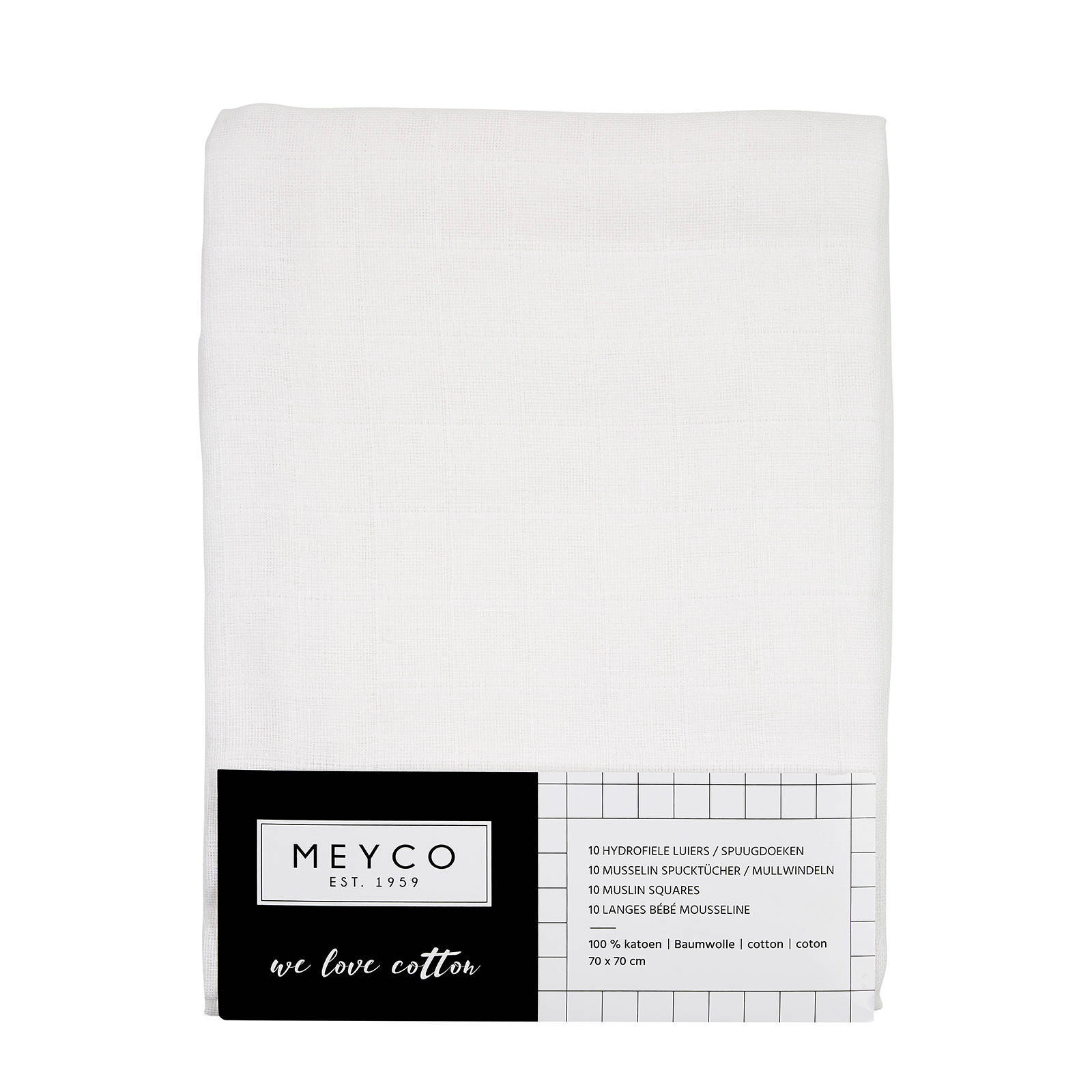 Meyco hydrofiele doek 70x70 cm wit - set van 10