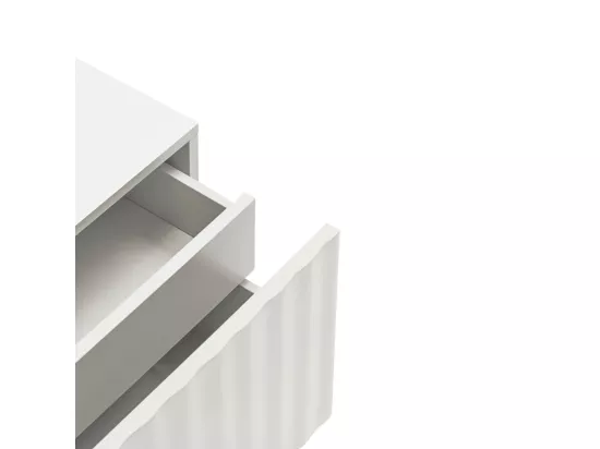 Sierra - Table de chevet 1 porte 2 tiroirs en bois : Couleur - Blanc