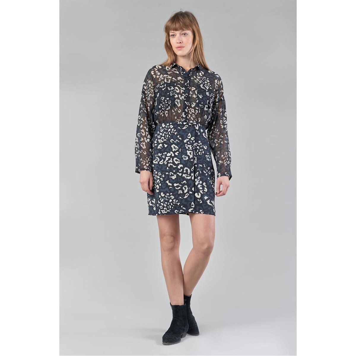 LE TEMPS DES CERISES<br>Vestido curto reto, mangas compridas