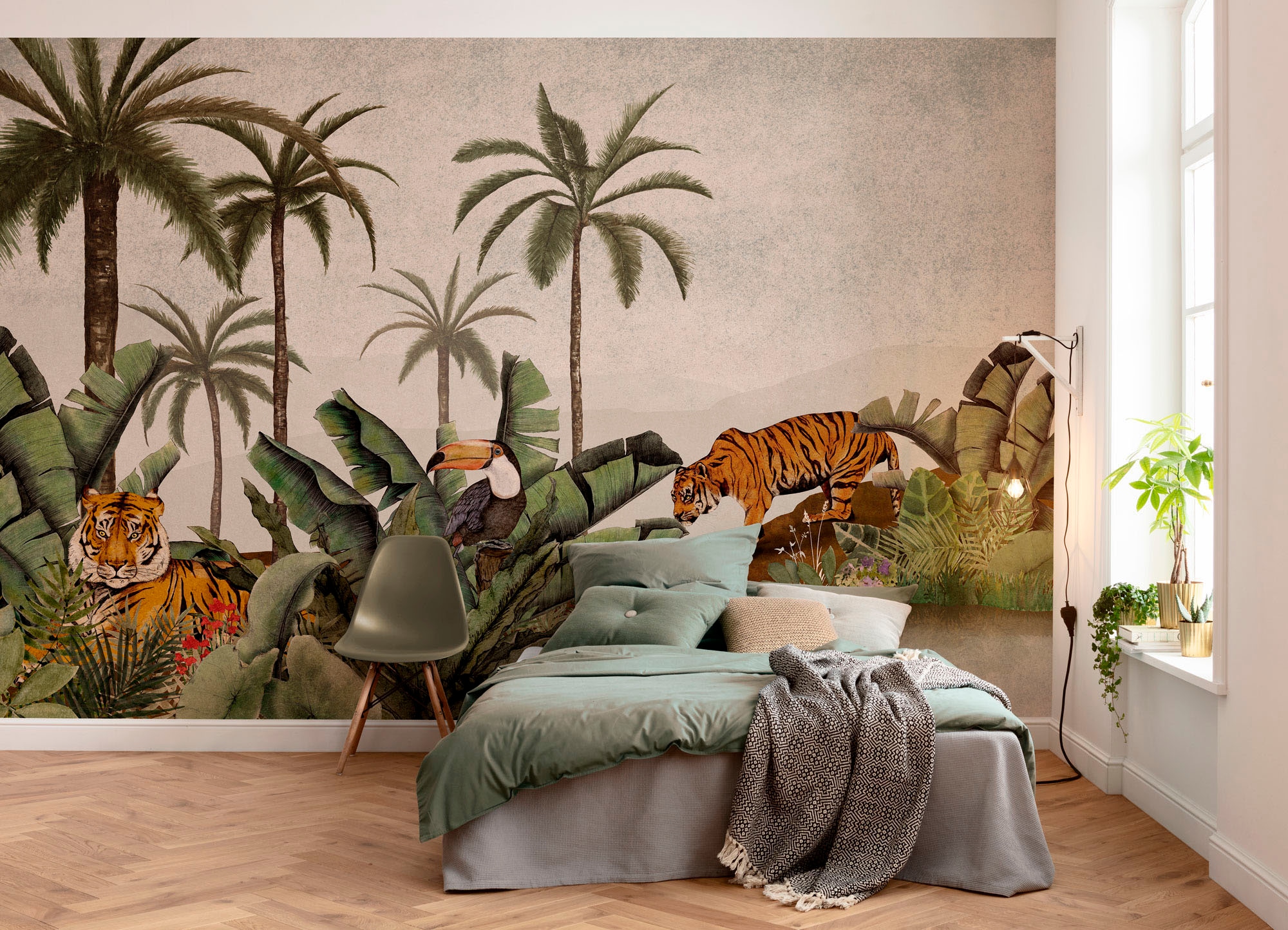 Komar Fototapete »Digitaldruck Vlies -  Tiger Jungle - Grösse 400 x 250 cm« bedruckt glatt Wohnzimmer, Schlafzimmer