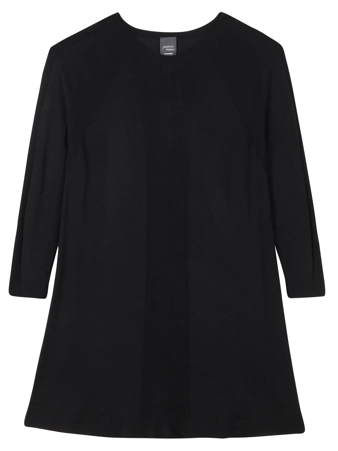 GAIA - Robe midi col rond en laine vierge mélangée | Noir