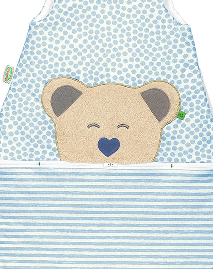Jersey-Schlafsack MUCKI® AIR DOTS AND STRIPES in blau/weiß